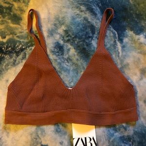Zara Rust Colored Ribbed Bralette